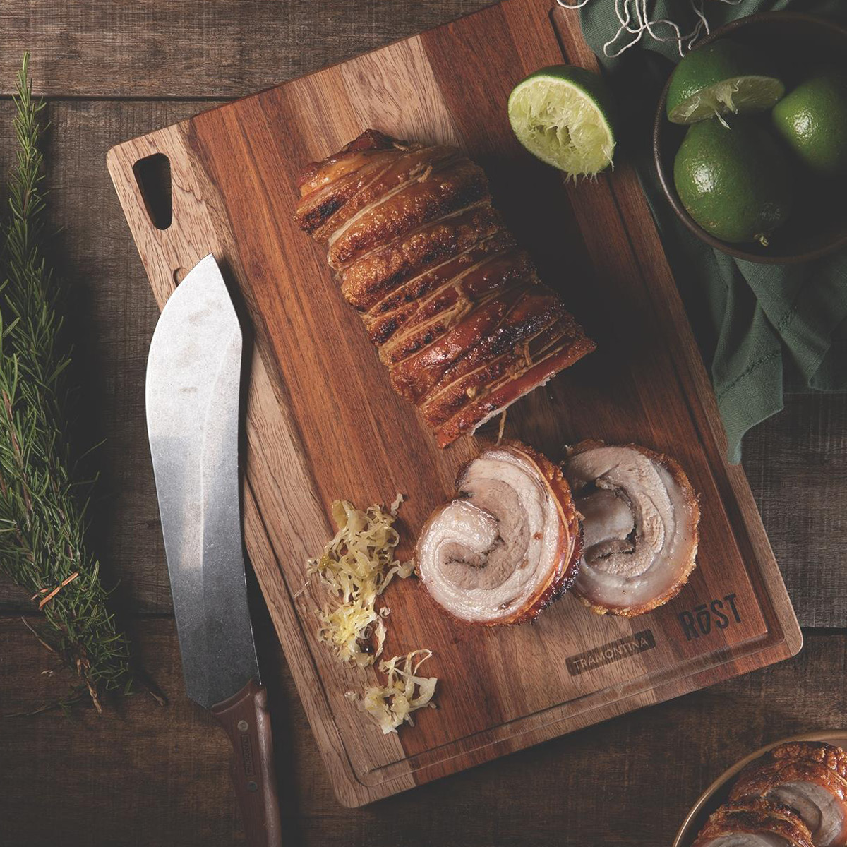 Tramontina Wooden board skjære- og serveringsfjøl 40x28 cm brun