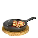 BBQ Grill-/Serveringspanna med träfat Rund 18 cm