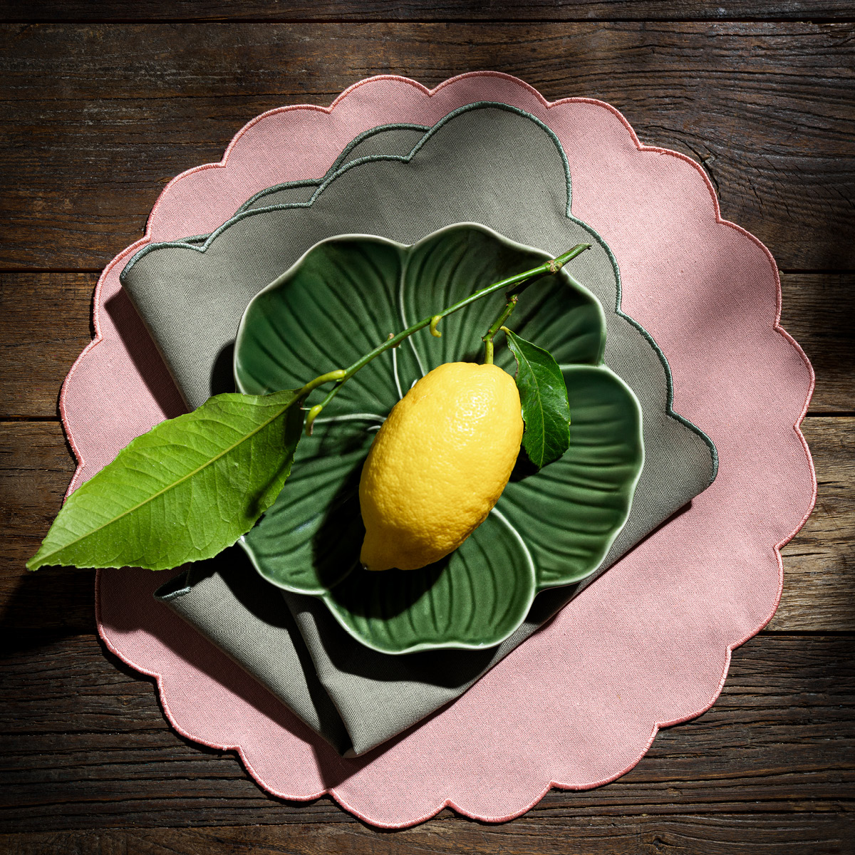 Ziczac Scallopped Pöytätabletti 36 cm 2 kpl Vaaleanpunainen