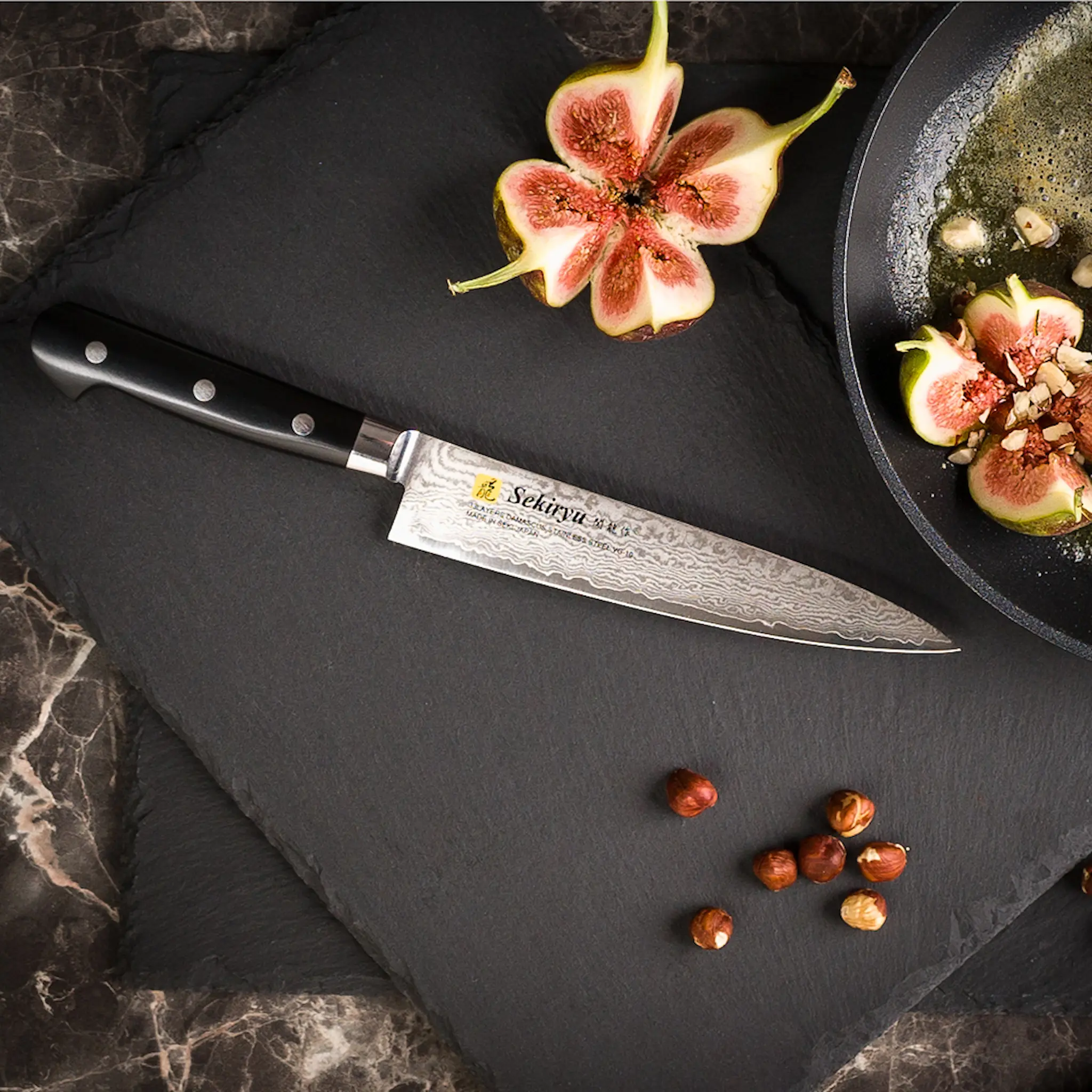 Sekiryu Damask grönsakskniv 15 cm svart