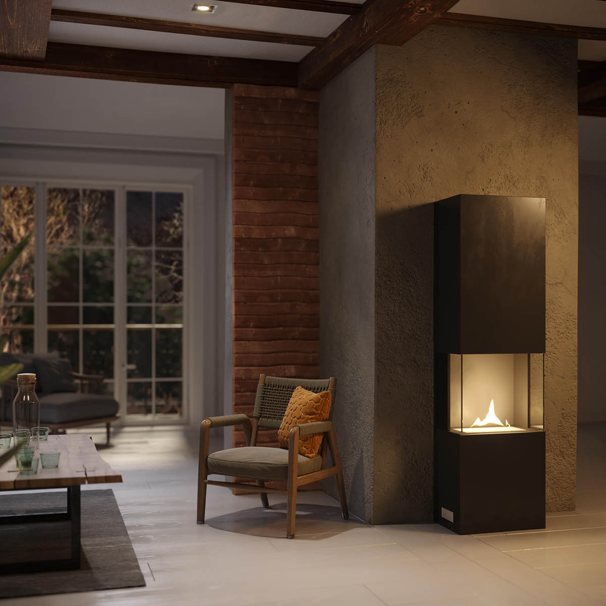 Tenderflame Indie 180 fristående kamin 170 cm 1 L svart