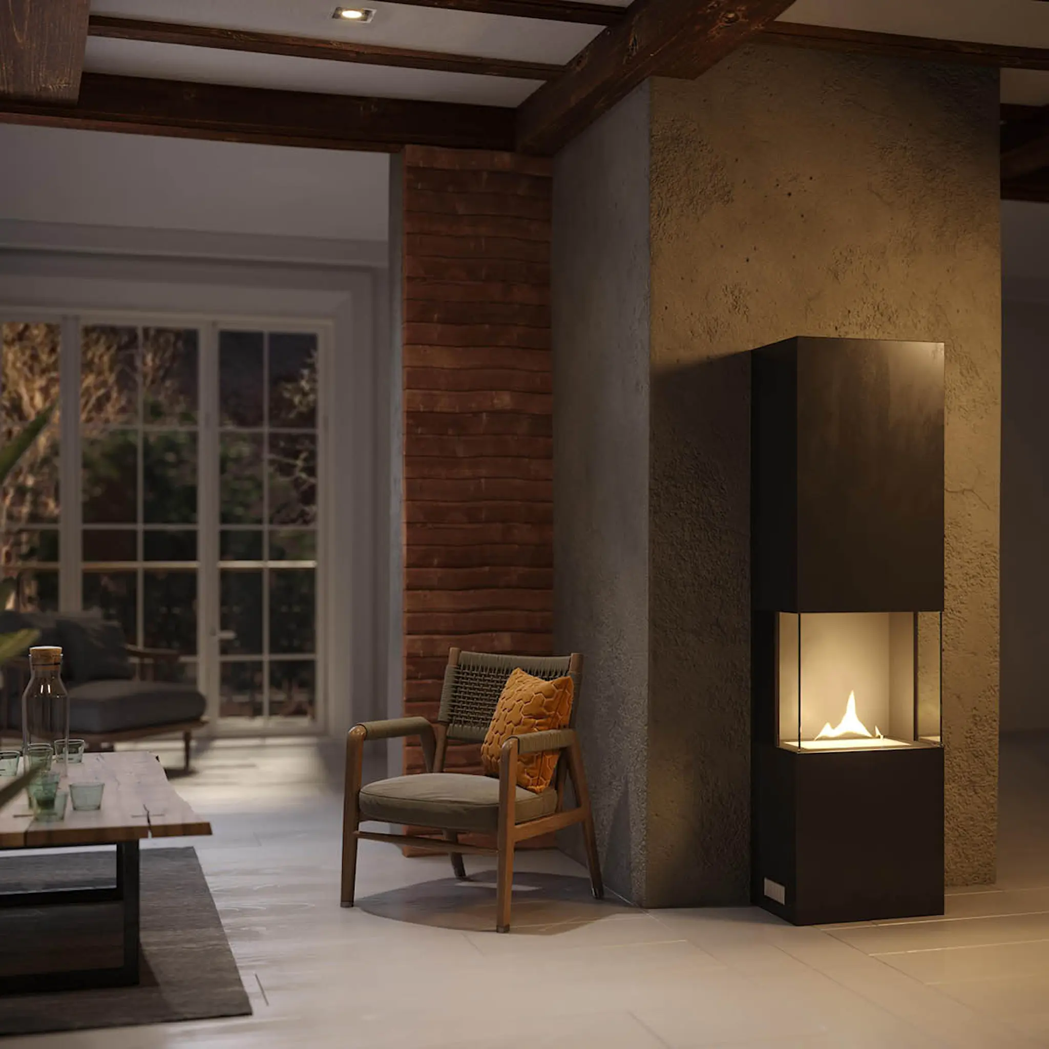 Tenderflame Indie 180 fristående kamin 170 cm 1 L svart