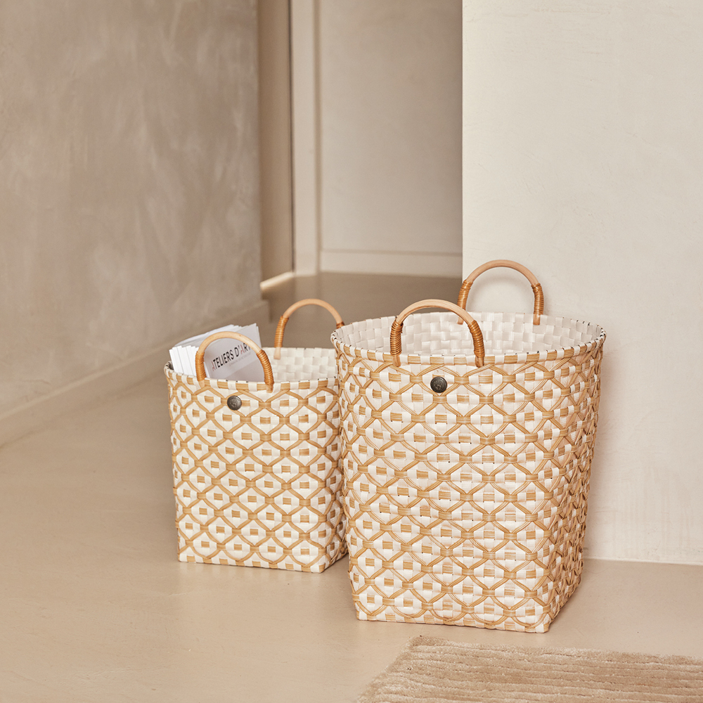 Handed By Ivy & Rose stor kurv m/håndtak 35x35 cm champagne