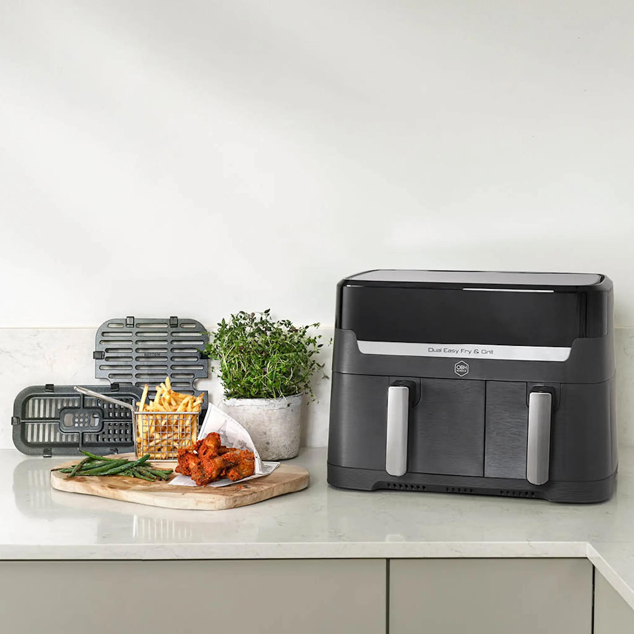 OBH Nordica Dual Easy Fry & Grill airfryer 5,2/3,1 L coal grey