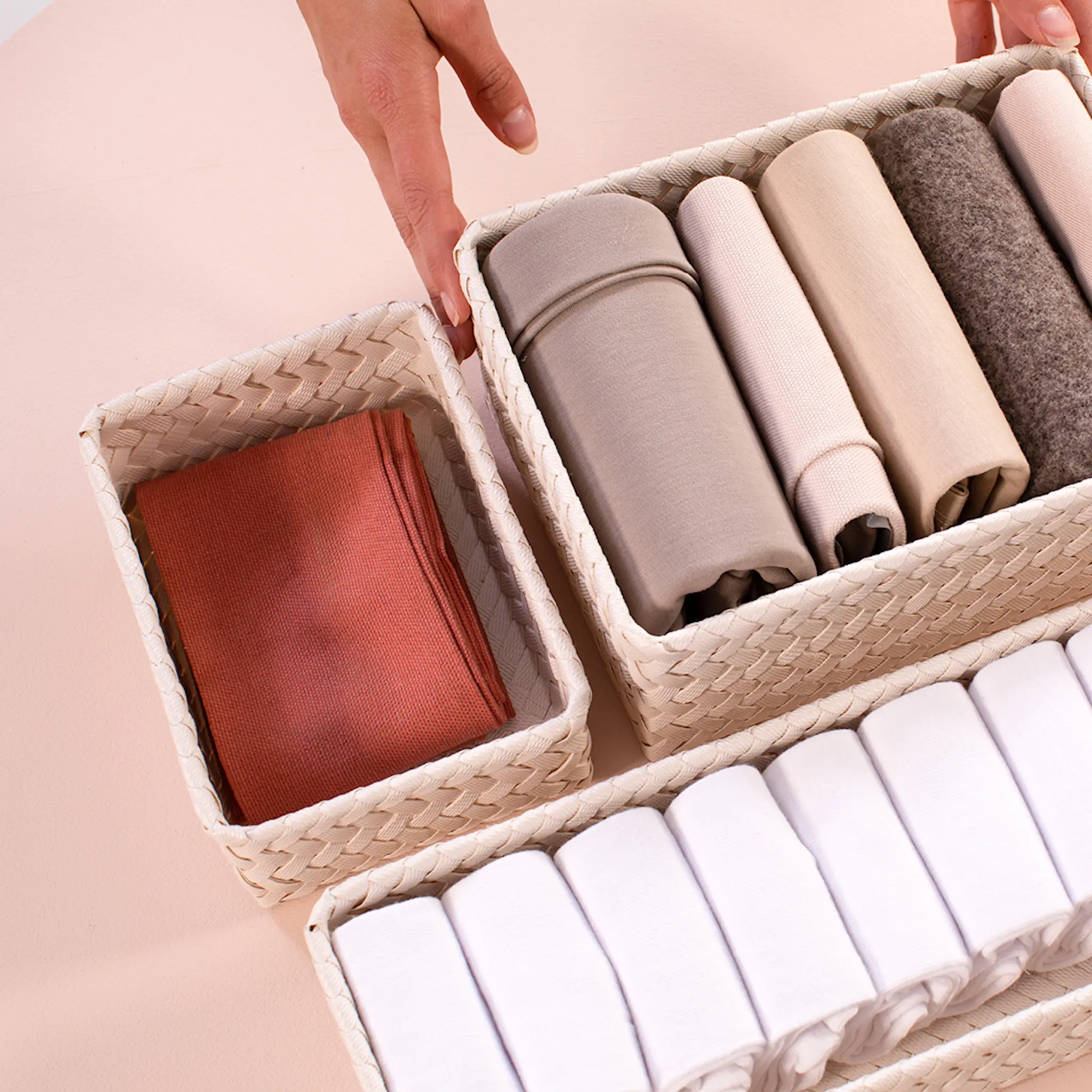 Handed By Fit liten oppbevaringskurv 18x12x7 cm champagne