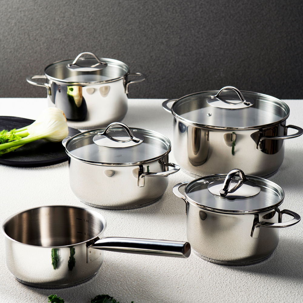 Modern House Steel grytesett 9 deler inkl lokk