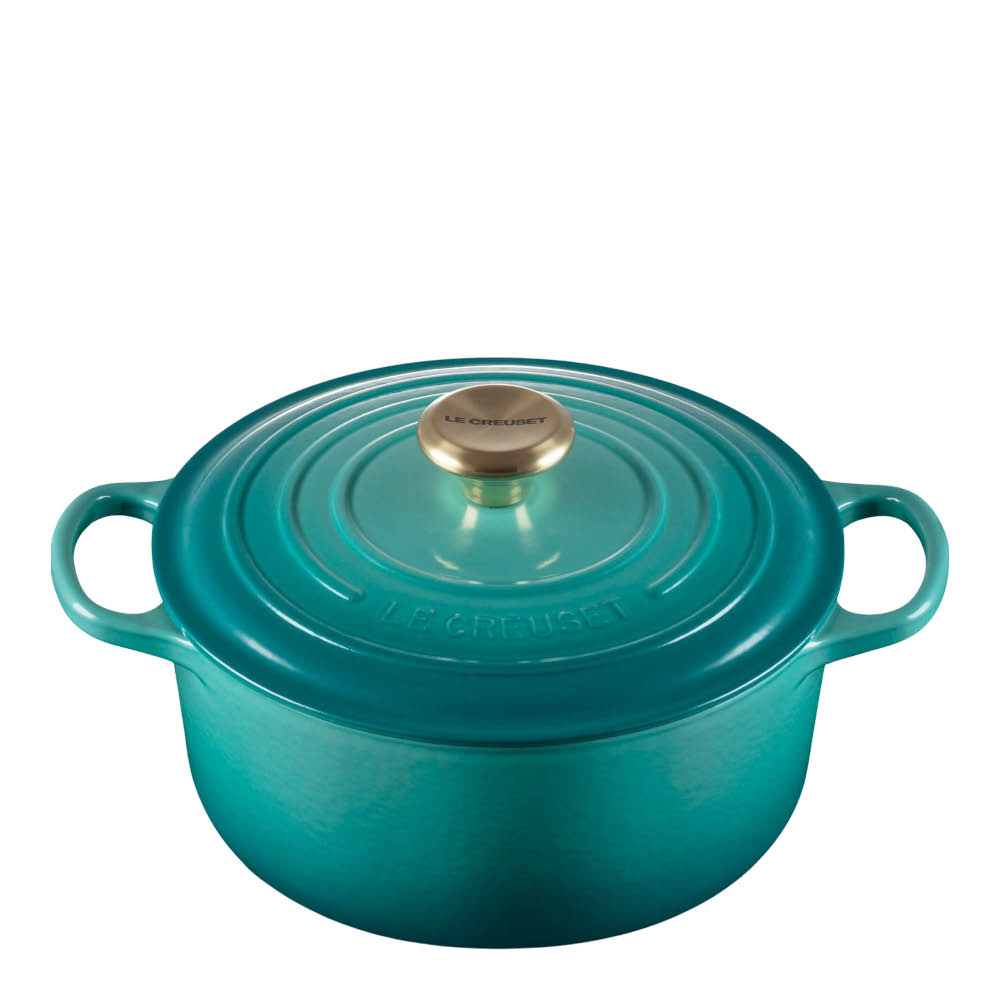 Le Creuset - Signature Valurautapata pyöreä 24 cm 4,2 L Bleu Riviera