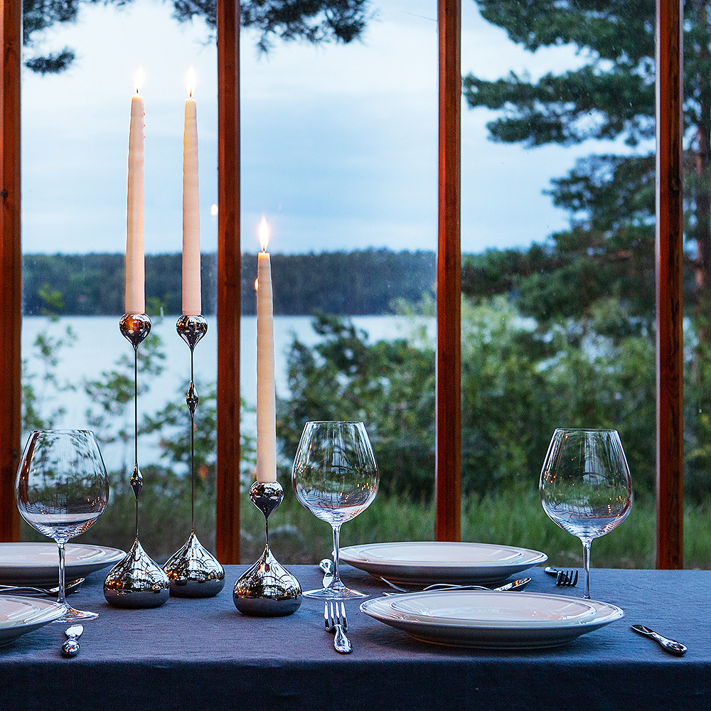 Klong Tender lysestake lav 35 cm nickel