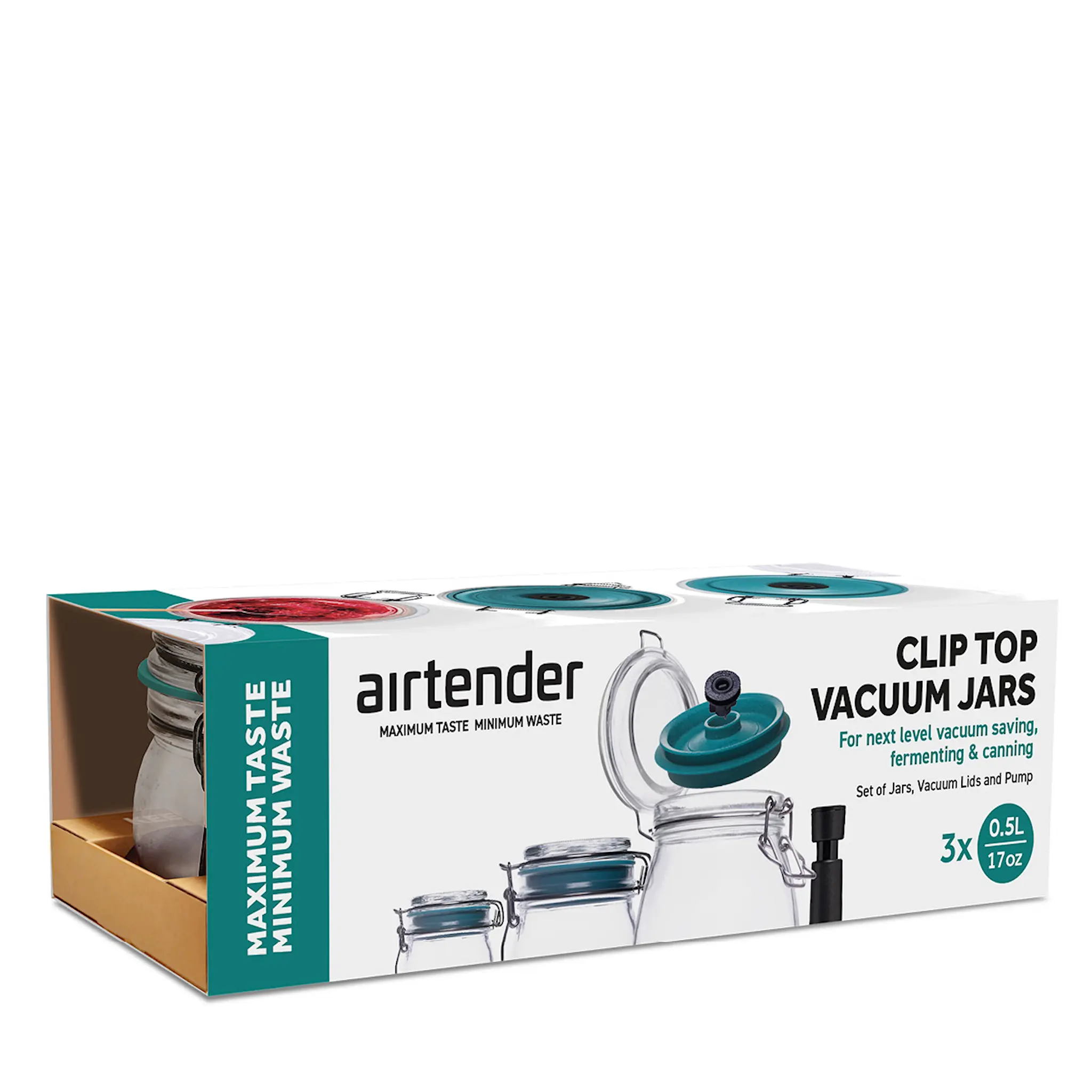 Airtender Vakuumförslutare burkar 3-pack 0,5 L grön