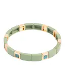 Enamel Tiles Stone Line armband grön/guld