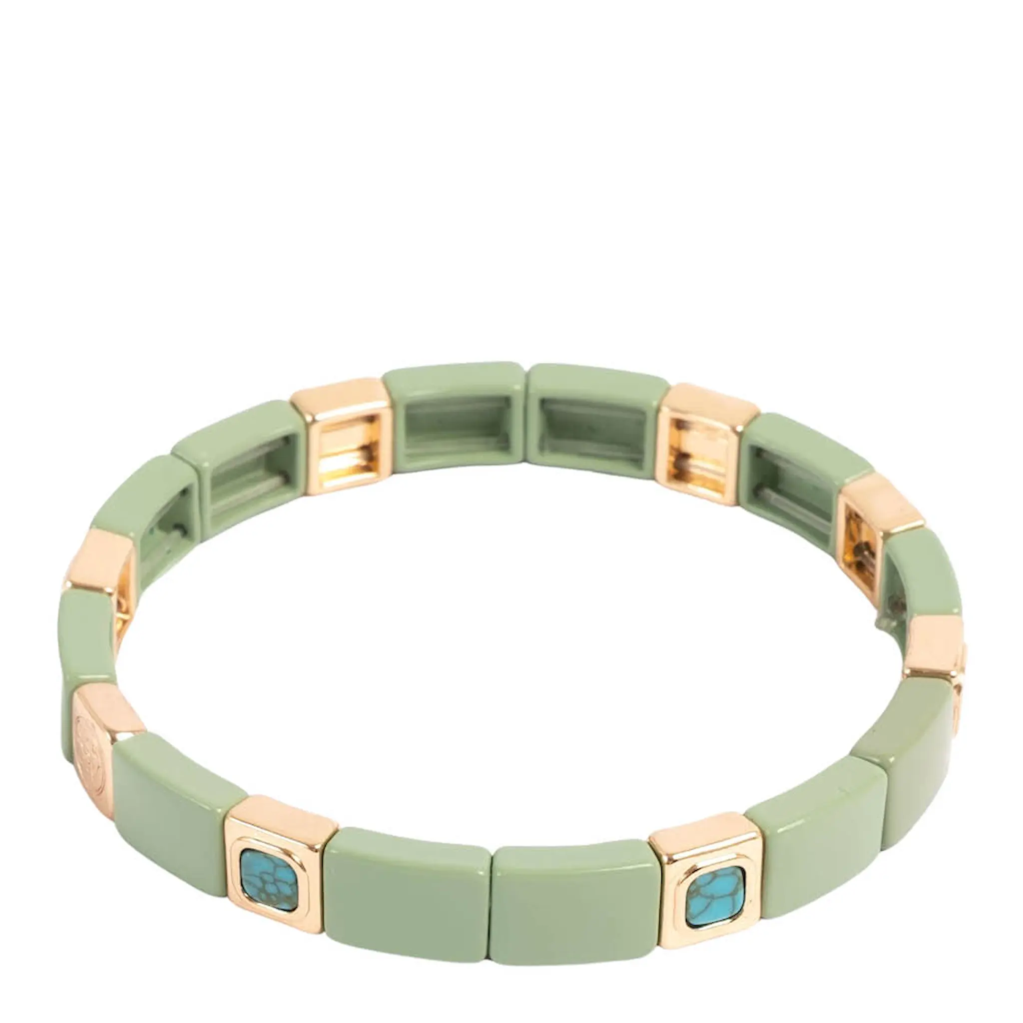 A&C Oslo AS Enamel Tiles Stone Line armbånd grønn/gull