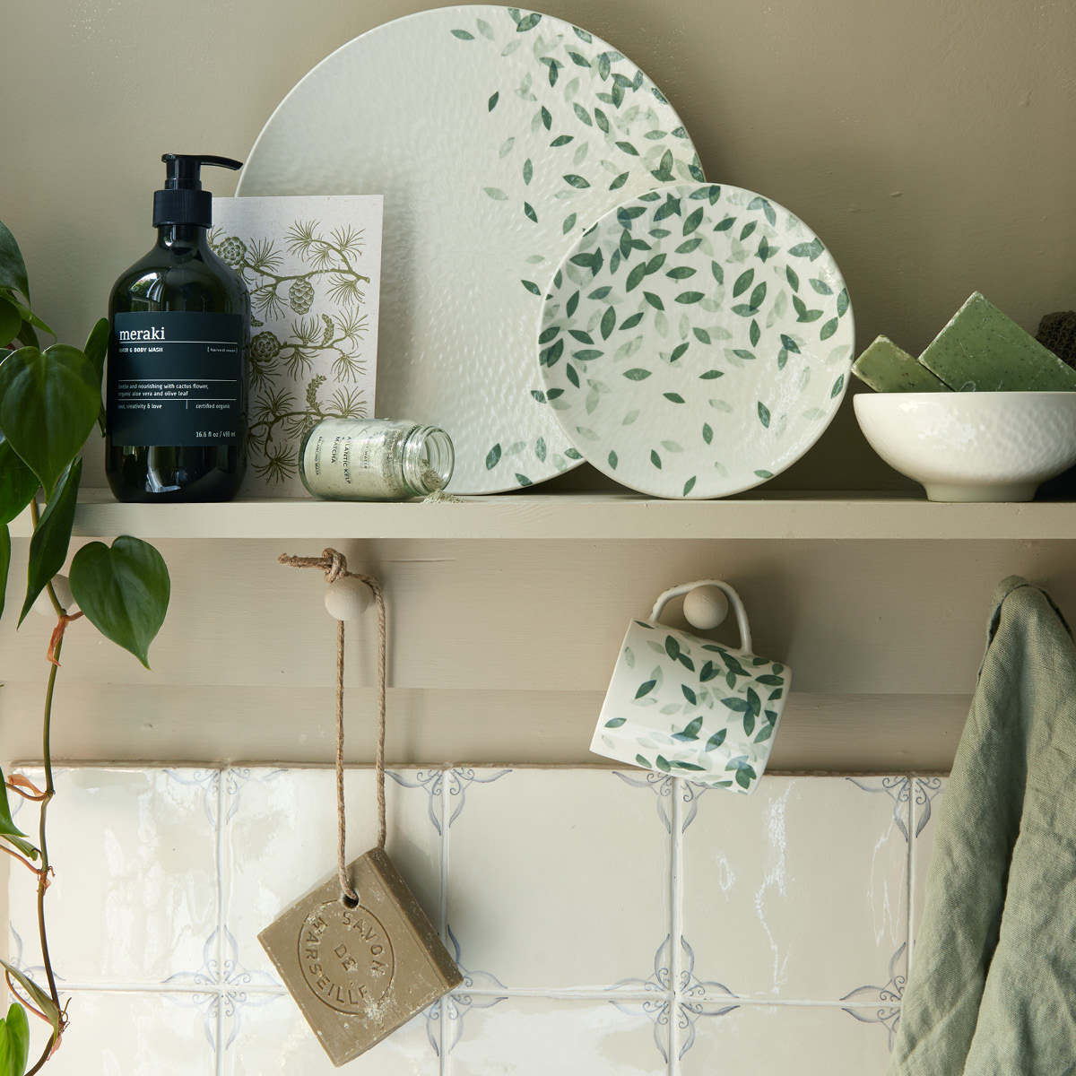 Denby Greenhouse Muki 20 cl Valkoinen/Vihreä