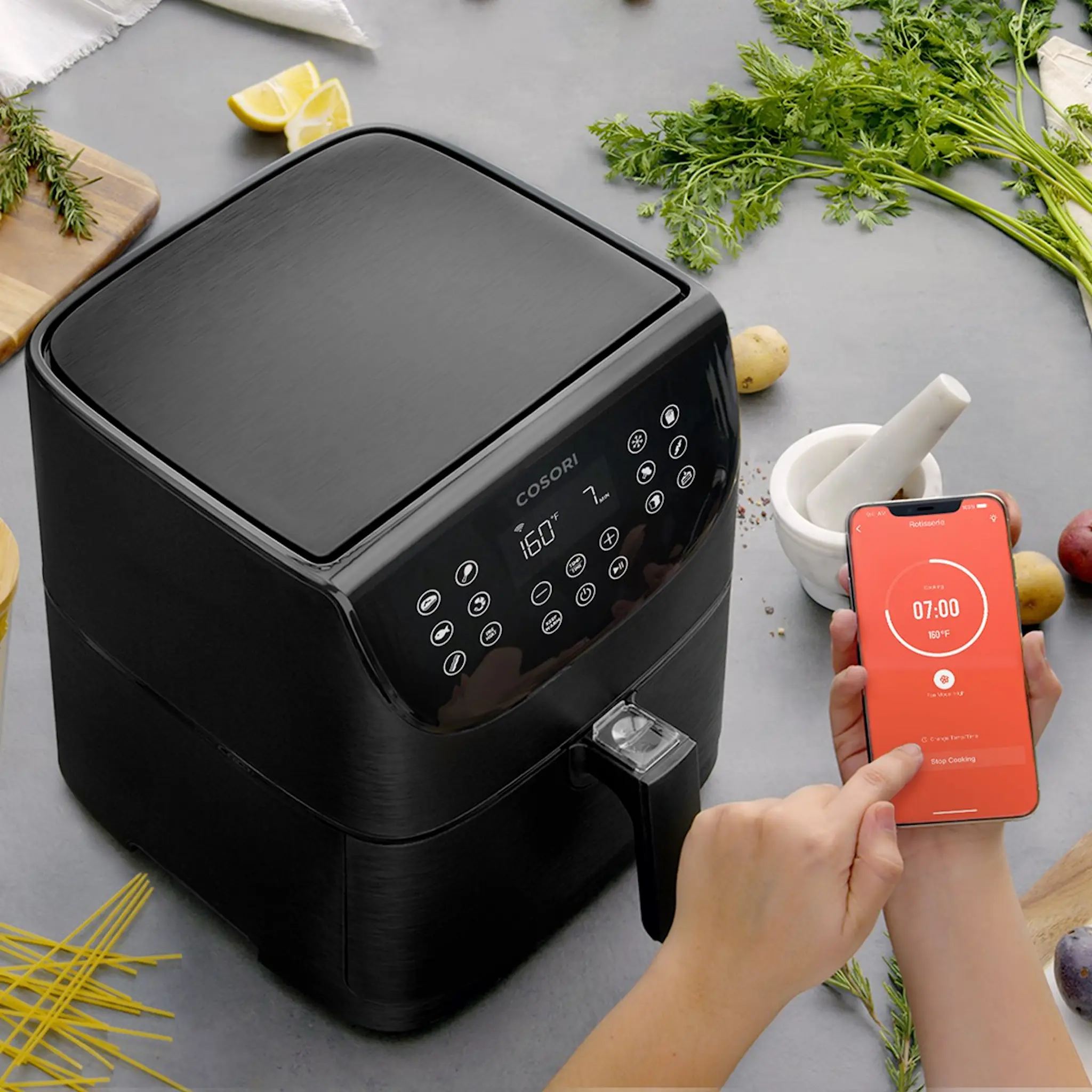 Cosori Premium Smart Airfryer 5,5L/2,2 Kg Svart