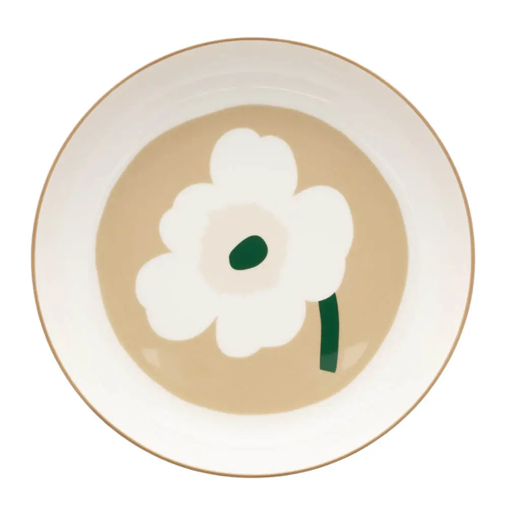 Oiva / Unikko syvä lautanen 21 cm valkoinen/beige/vihreä