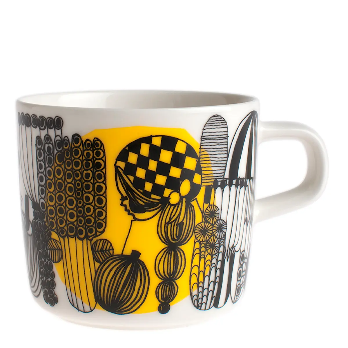 Marimekko Oiva Siirtolapuutarha kaffekopp 20 cl vit/svart