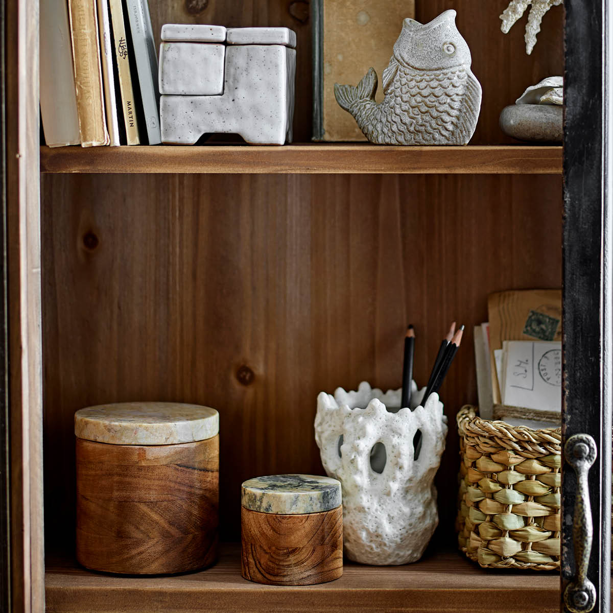 Bloomingville Lisanne Purkki kannella 7x6,5 cm Luonnonväri