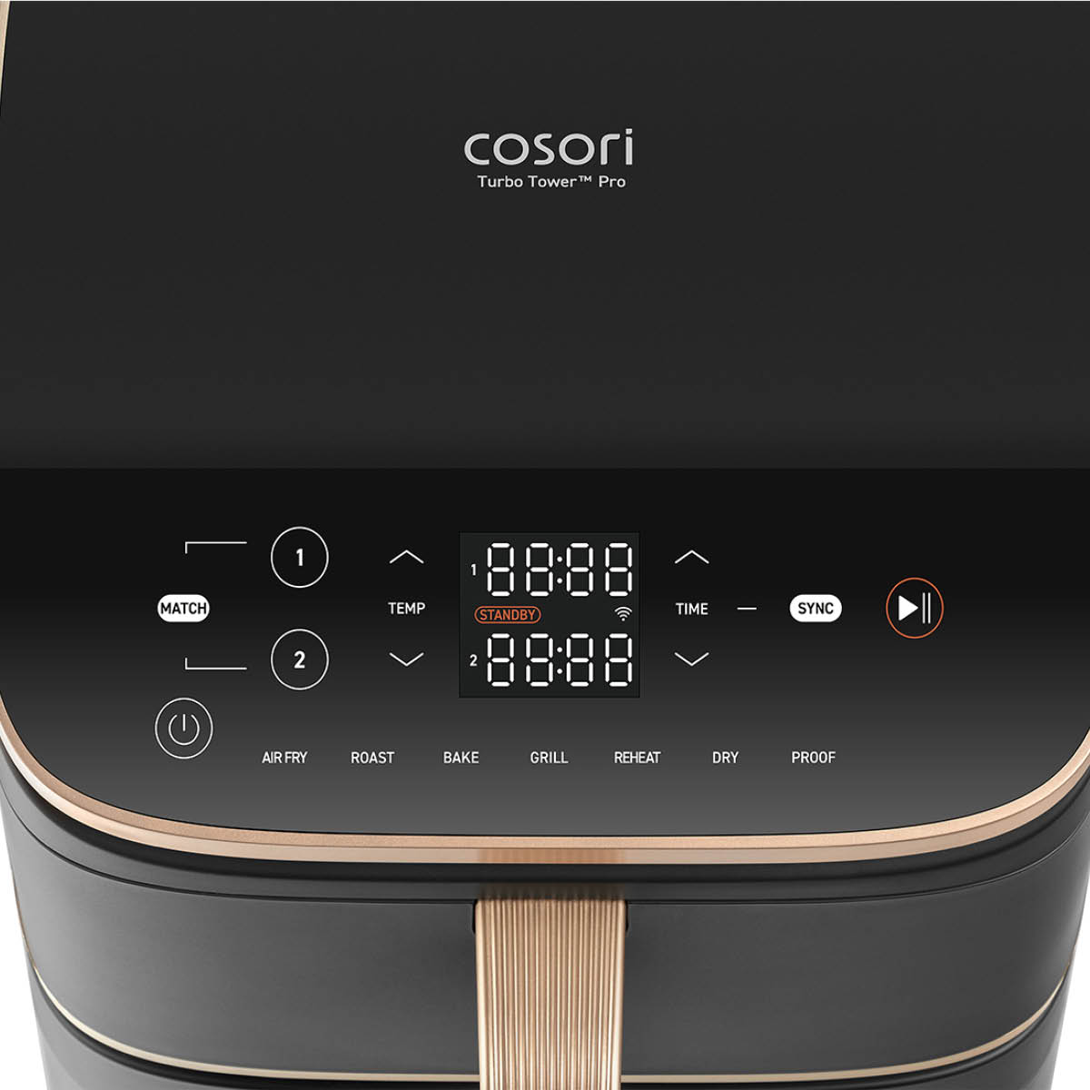 Cosori Turbo Tower Pro Airfryer 10,8 L Tummanharmaa/Ruusukulta