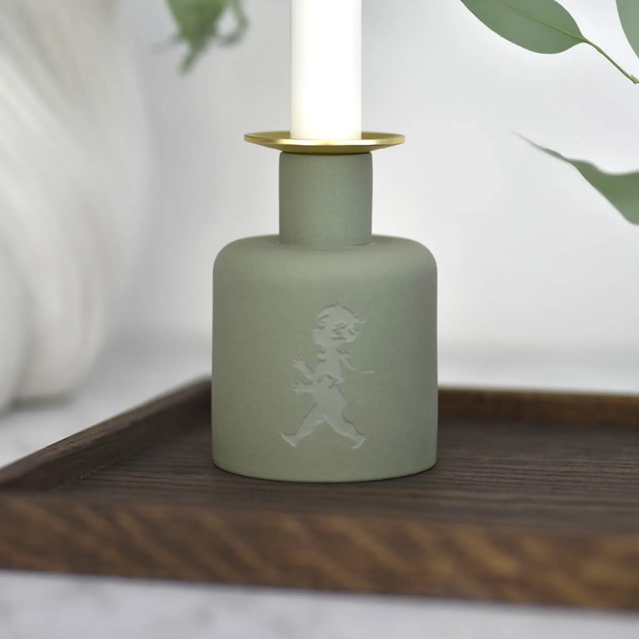 SOLSTICKAN Keramikljusstake 10×7 cm grön