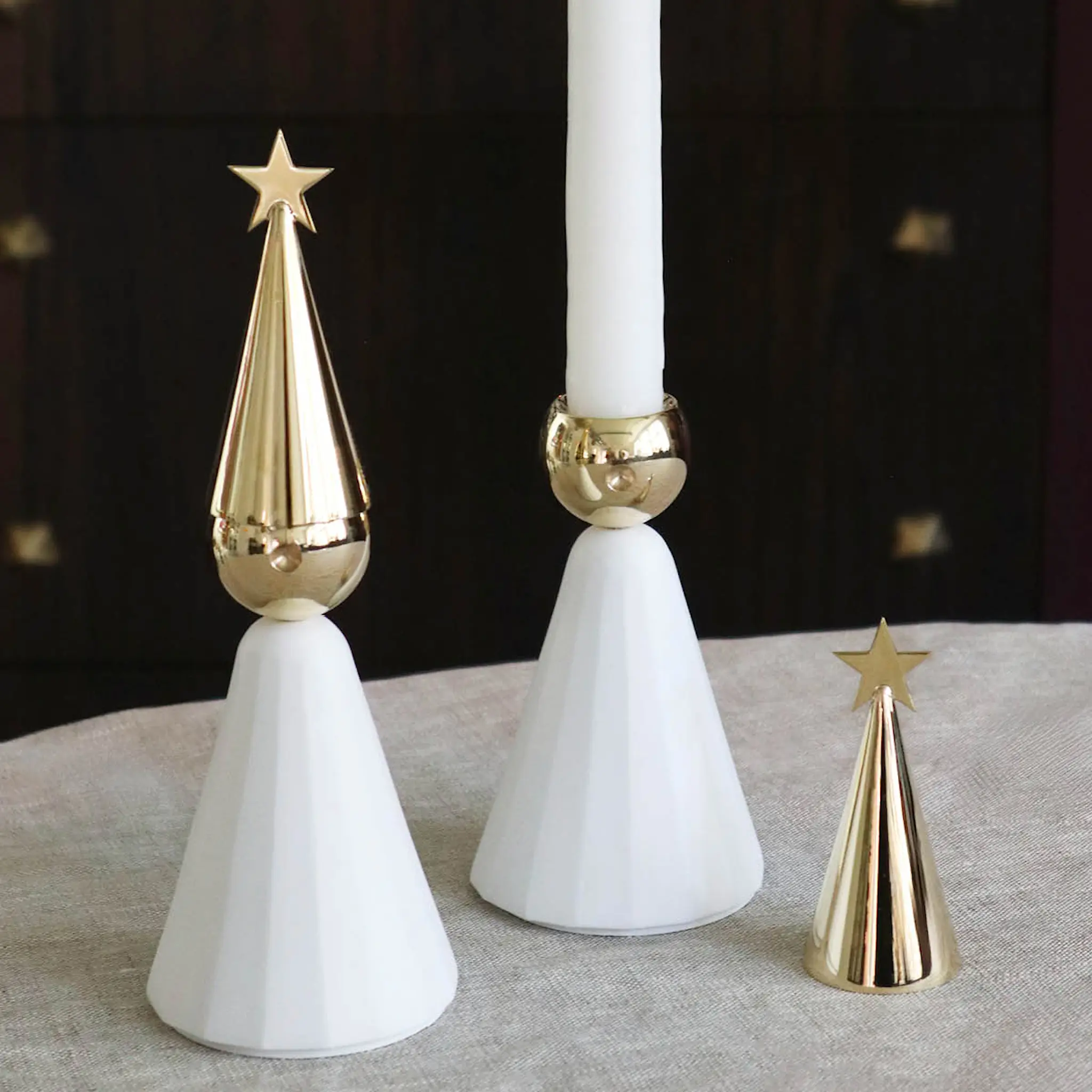 Klong Soprano Kynttilänjalka 20 cm Valkoinen/Messinki