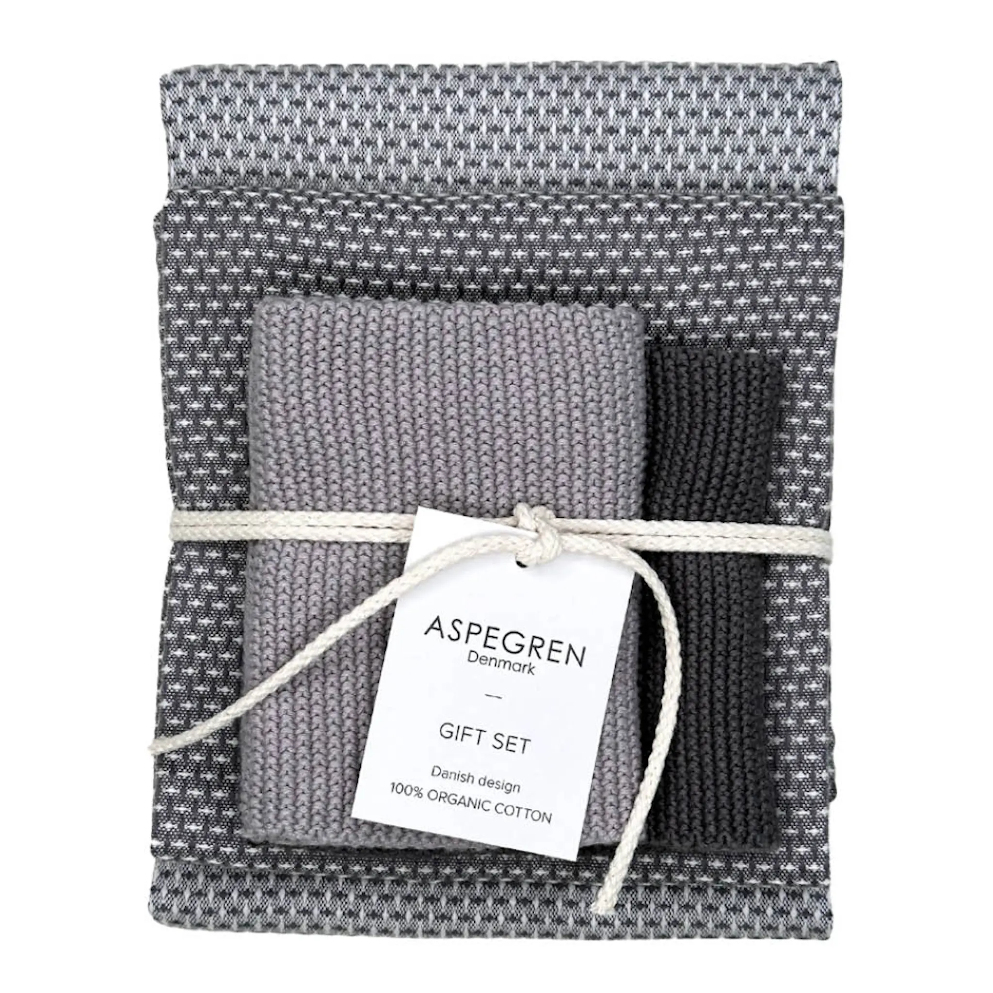 Aspegren Gavesett med 2 kjøkkenhåndkle & 2 oppvaskkluter granite