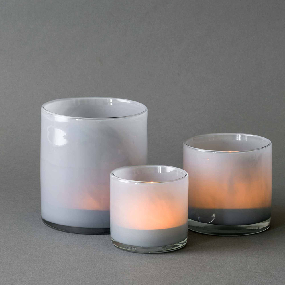 Tell Me More Lyrik lysholder glass 12x14 cm dusty blue