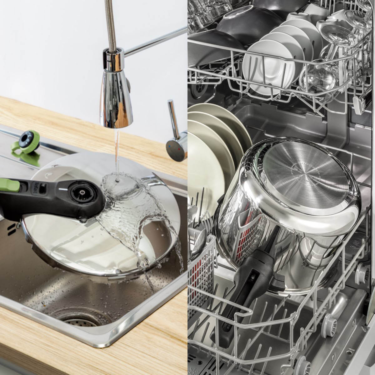 Tefal Secure Trendy tryckkokare med ångkorg 6 L rostfri