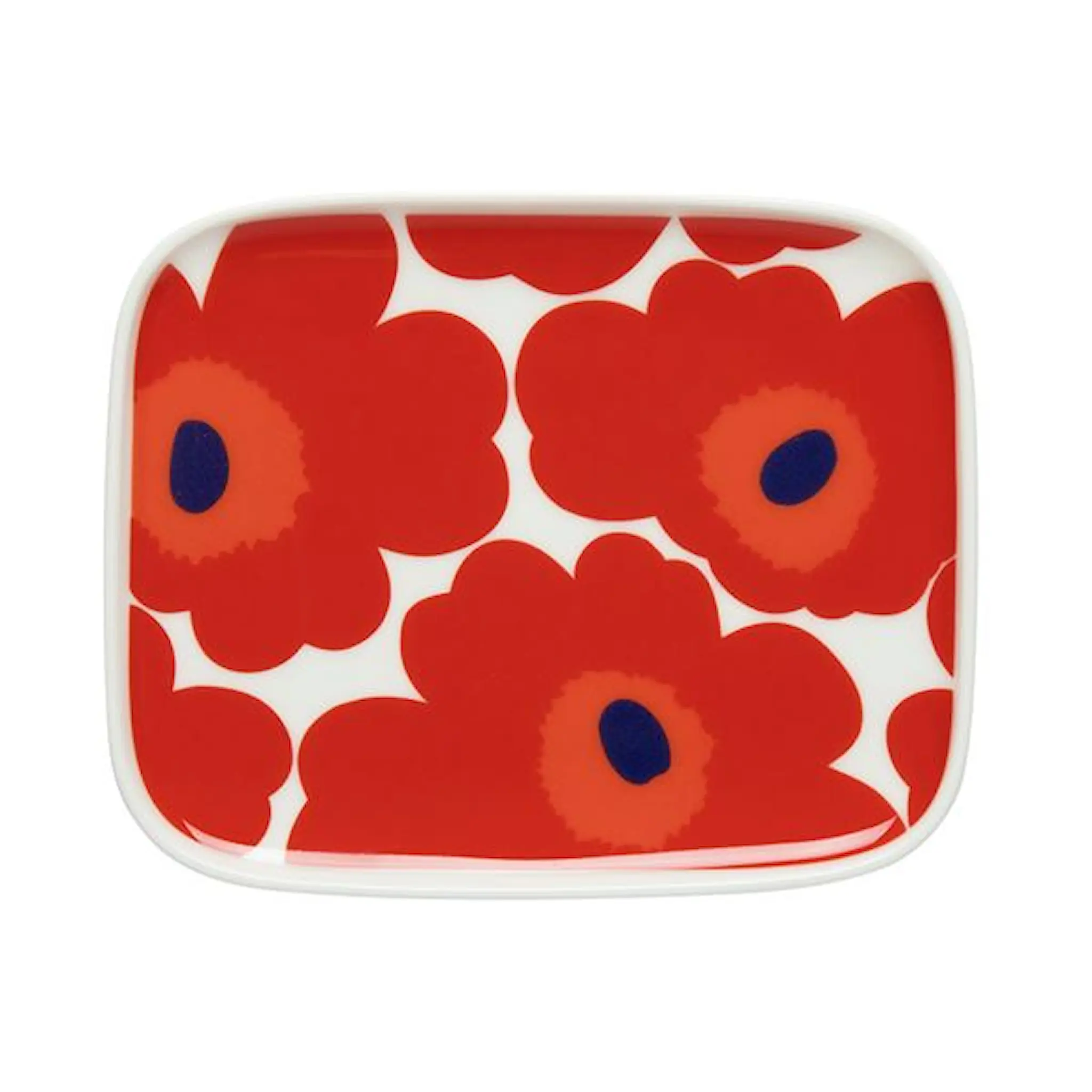 Marimekko Unikko Tallrik 15x12cm Röd/Vit/Blå