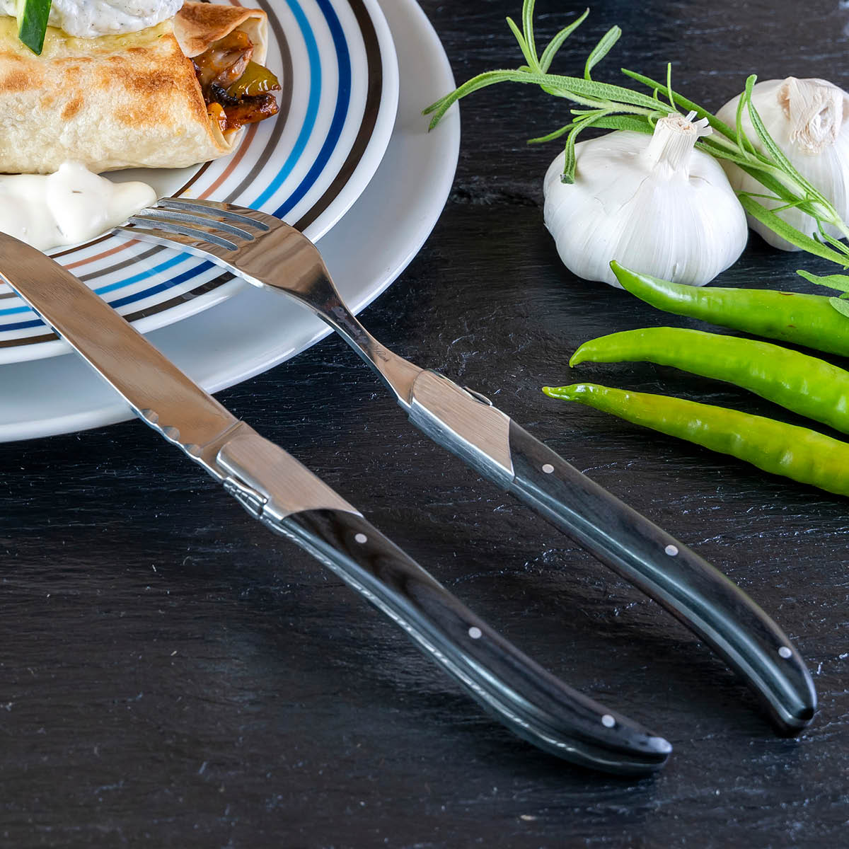 Laguiole by Hâws Grillgaffel 6-pack ibenholt svart