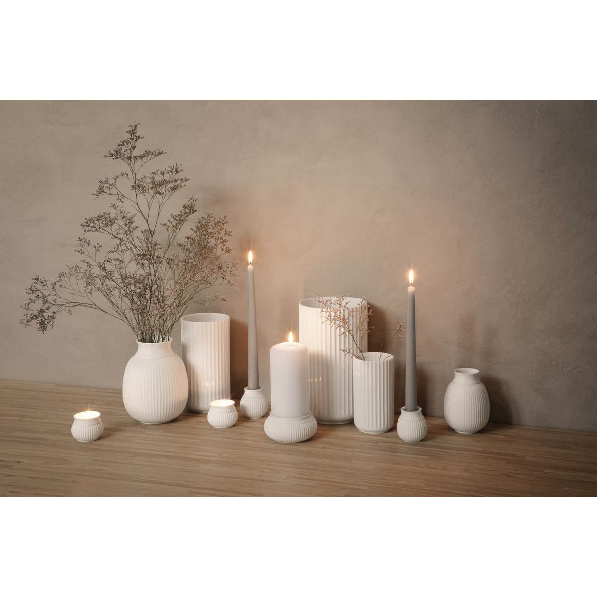 Lyngby Porcelæn Curve Kynttilänjalka 7 cm Valkoinen