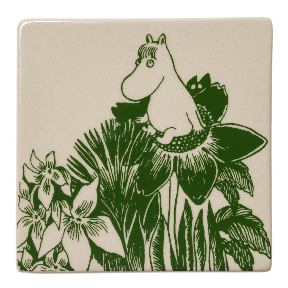 Moomin Arabia Mummi glassbrikke 10x10 cm 2 stk mystisk skog grønn