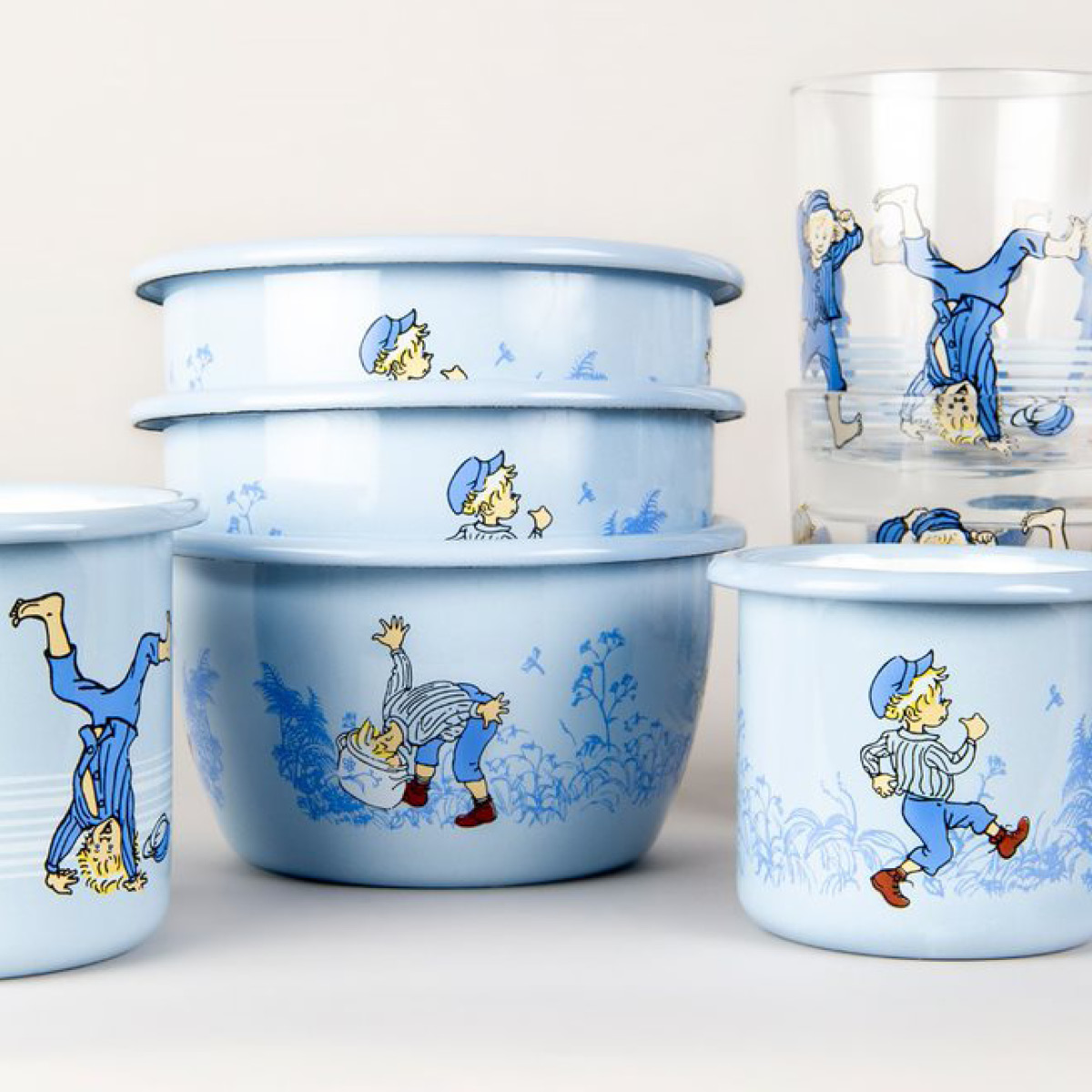 Muurla Emil i Lønneberget emaljeskål 12 cm blå