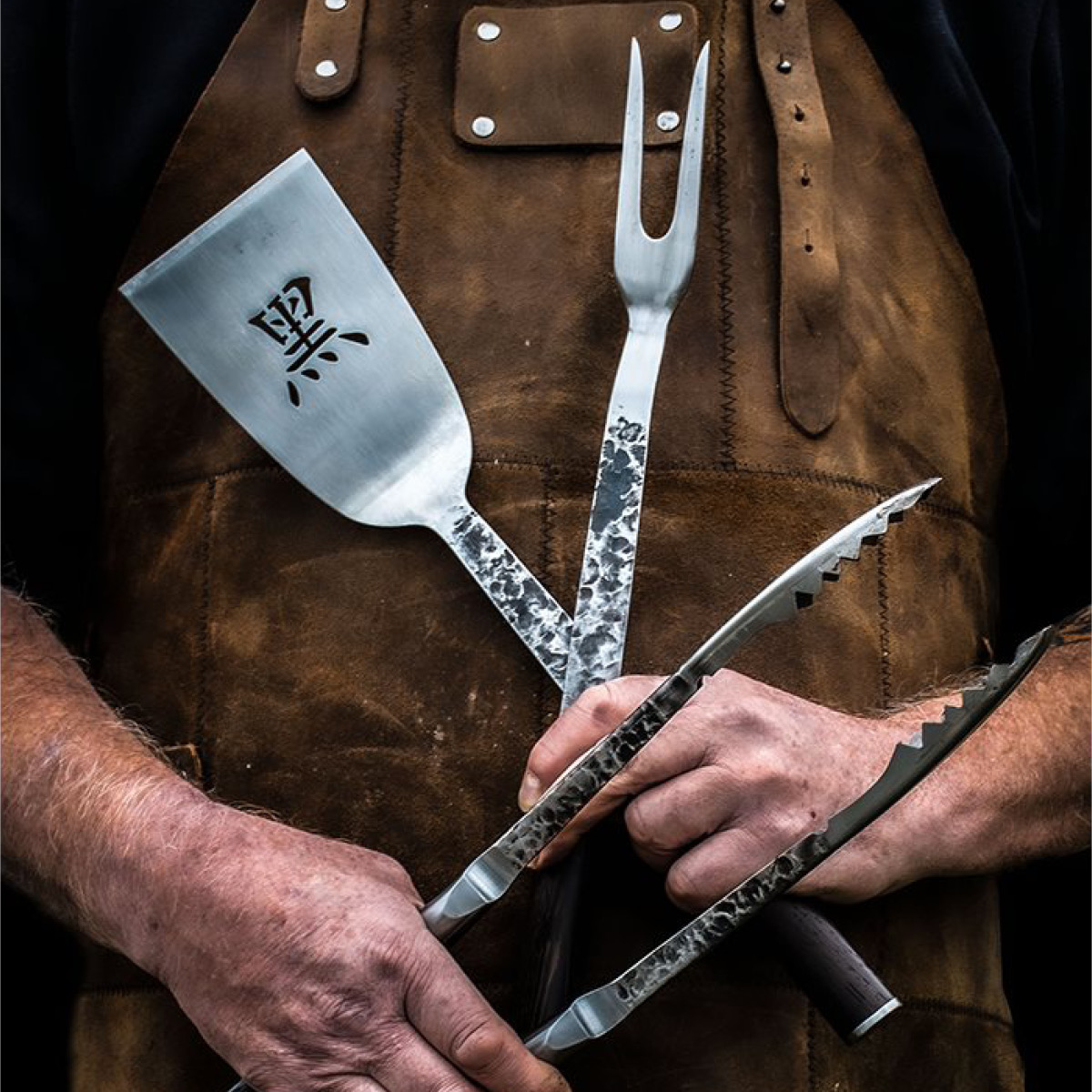 Satake Kuro BBQ Setti 3 osaa Ruskea/Ruostumaton