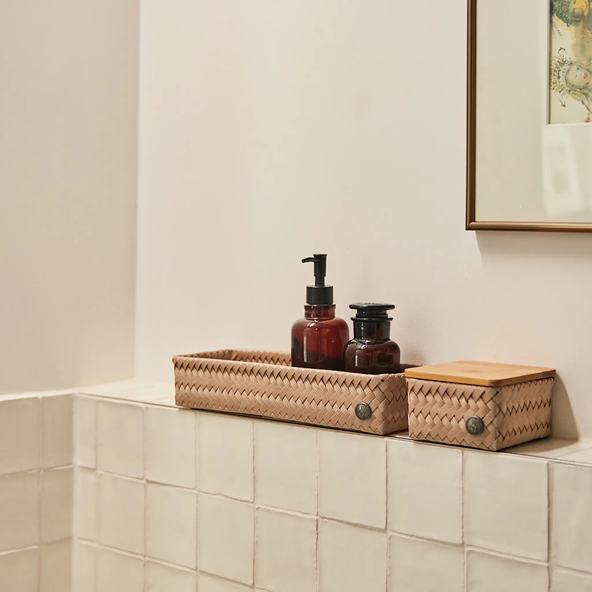 Handed By Top Fit Tiny oppbevaringskurv m/lokk 13x13x8 cm caffè latte