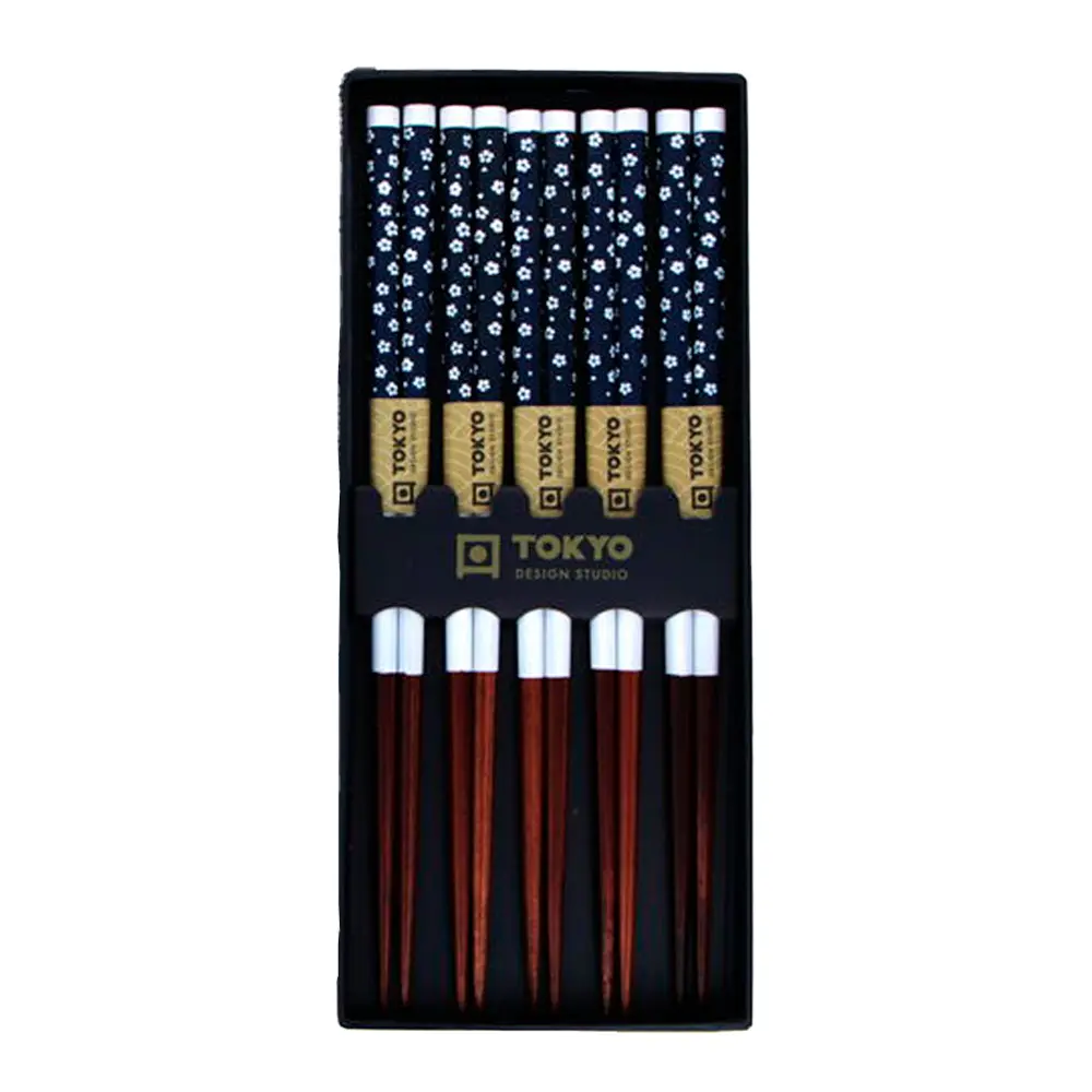 Spisepinner chopstick 5 deler blå blomster