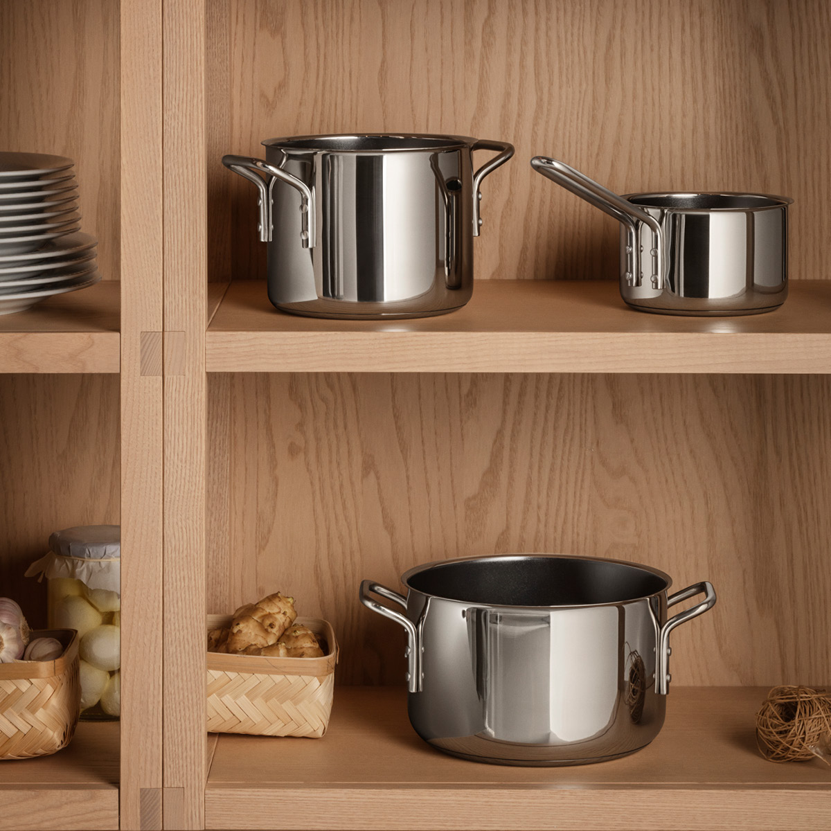 Eva Trio Stainless Steel grytset 3 delar keramisk Slip-Let® beläggning