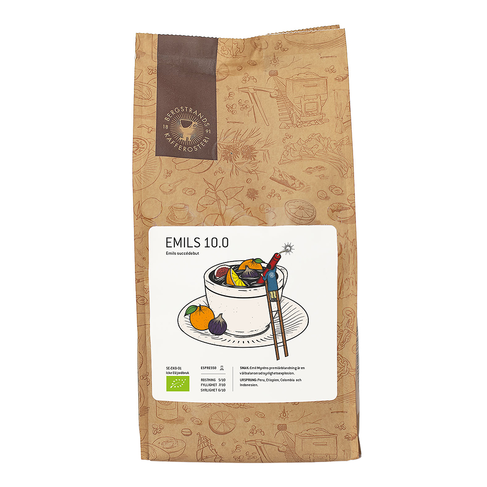 Bergstrands Kafferosteri Espressobönor Emils 10.0 Eko 1 kg