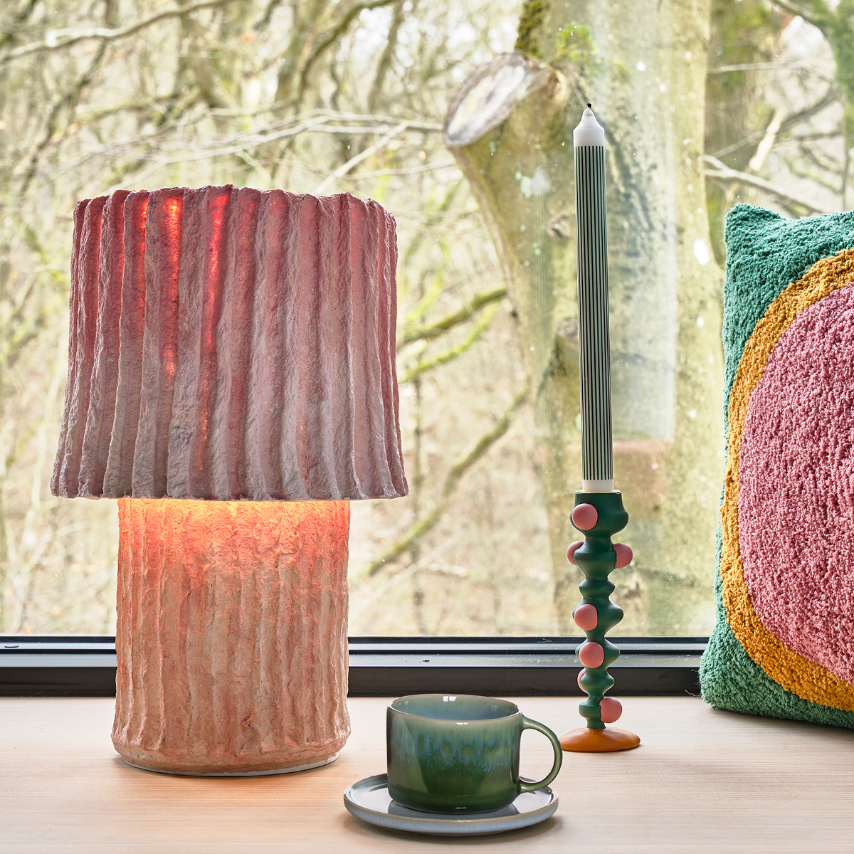 Villa Collection Styles Lampa 25x44 cm Rosa Pappmache