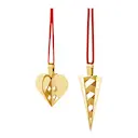Jul 2025 julhänge 2 delar hjärta & strut guld/röd