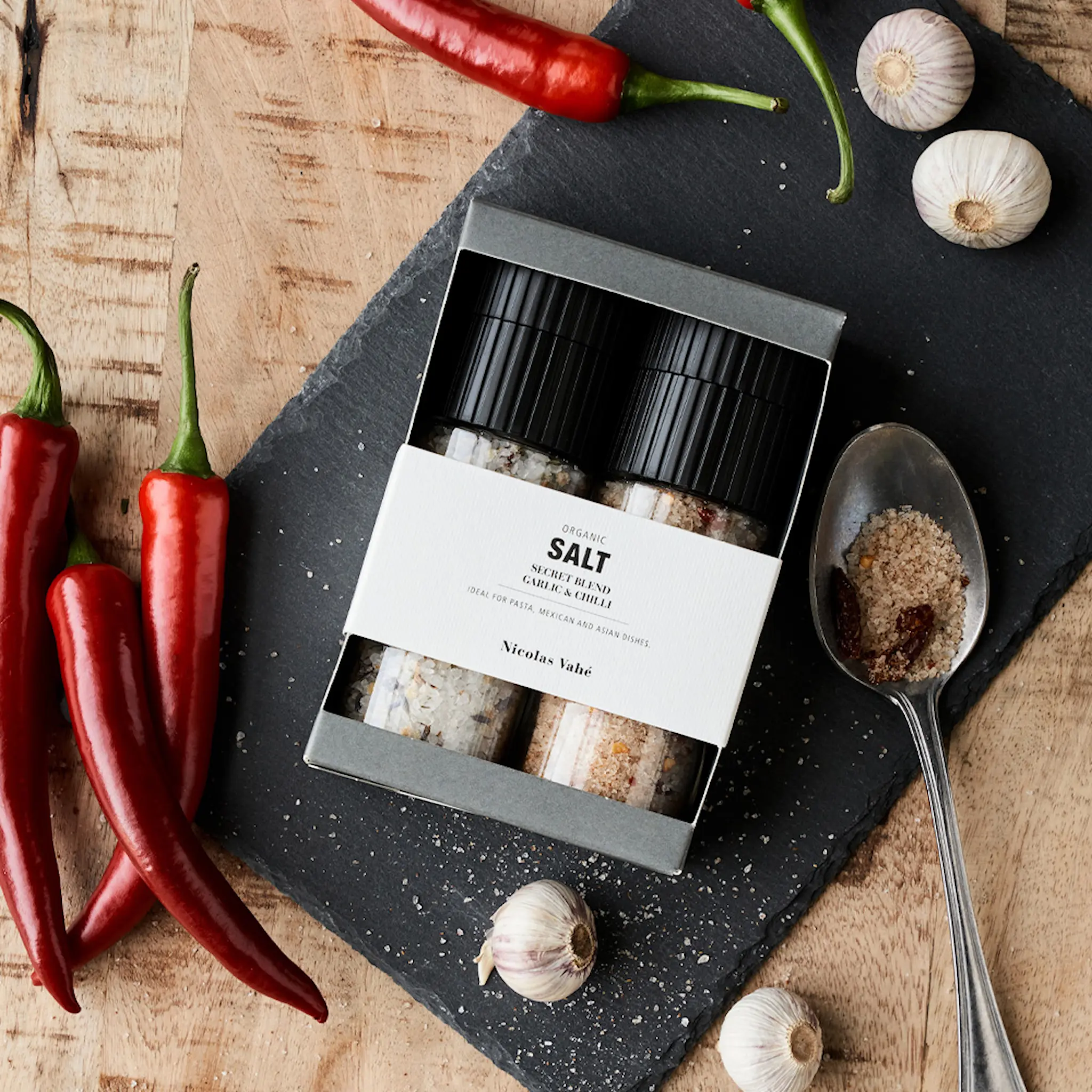 Nicolas Vahé Presentask Secret blend & Salt, Vitlök & Chili Klar