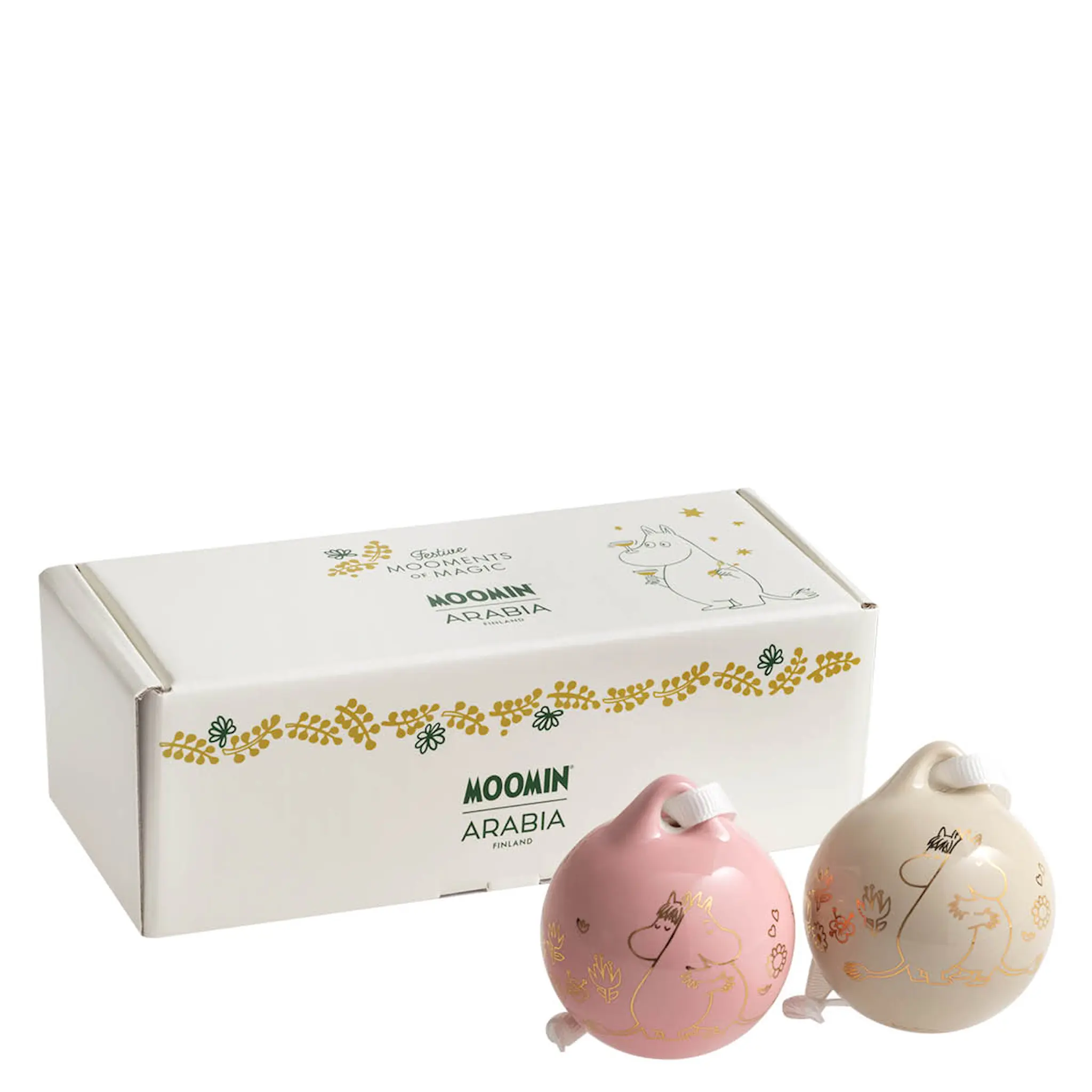 Moomin Arabia Mummi julekule 5 cm 2 stk Kjærlighetsgave gull
