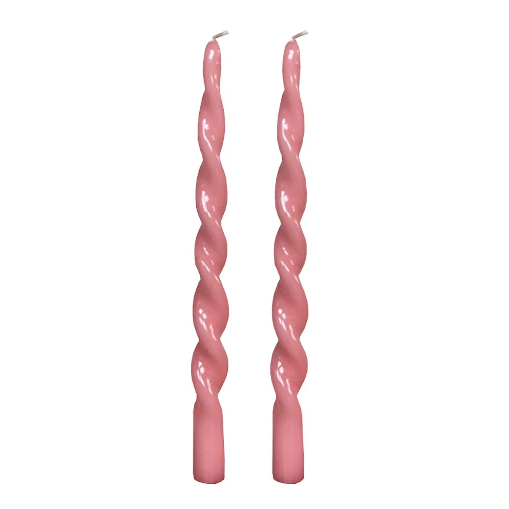 Vio Ljusfabrik Platta Lack Ljus Snurrade 29 cm 2-pack Rosa Glasyr