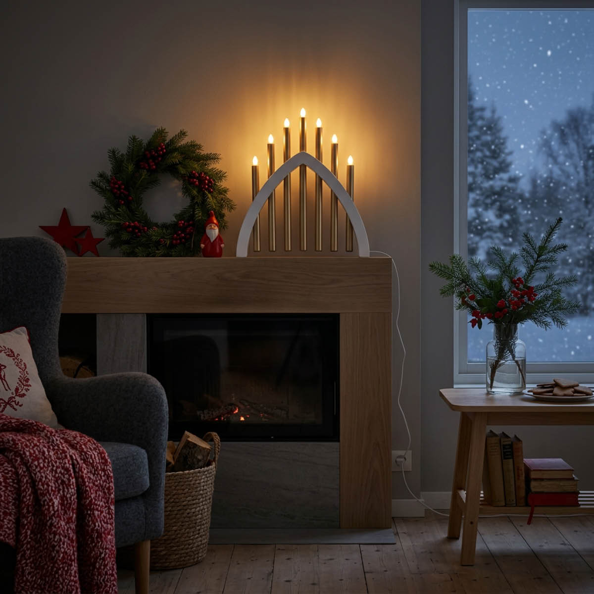 Aneta Lighting Gotland adventsstake 45 cm hvit/matt messing