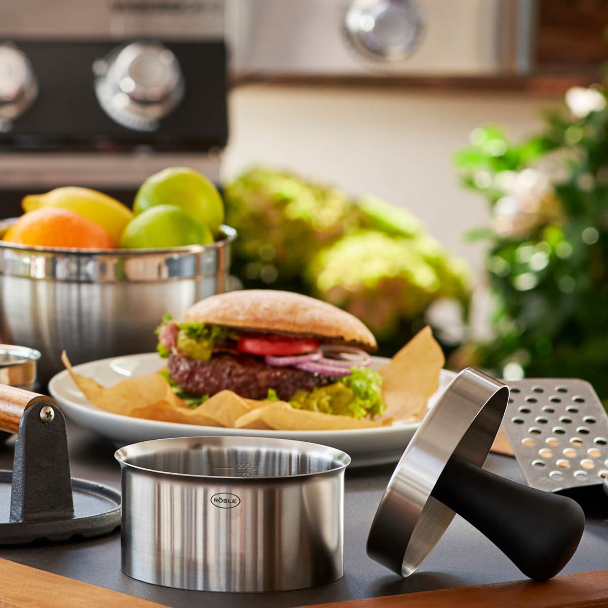 Rösle Hamburgerpress Pro 12x9 cm Stål