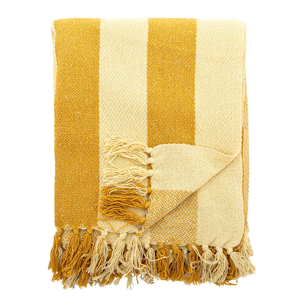 Bloomingville Frello pläd 160x130 cm gul
