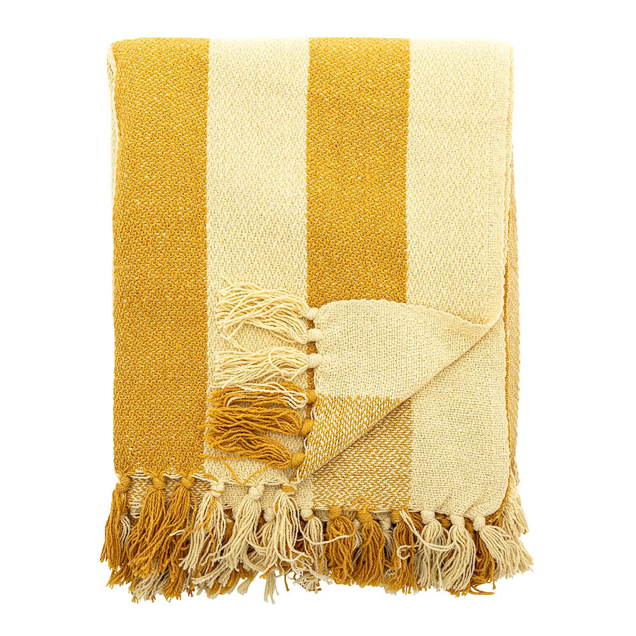 Bloomingville Frello pläd 160x130 cm gul