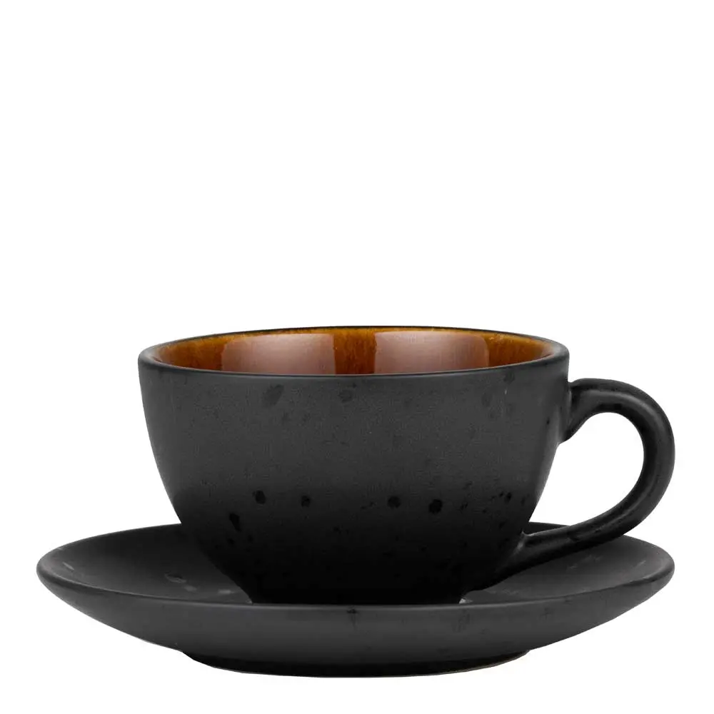 Kahvikuppi ja lautanen 24 cl Musta/Meripihka