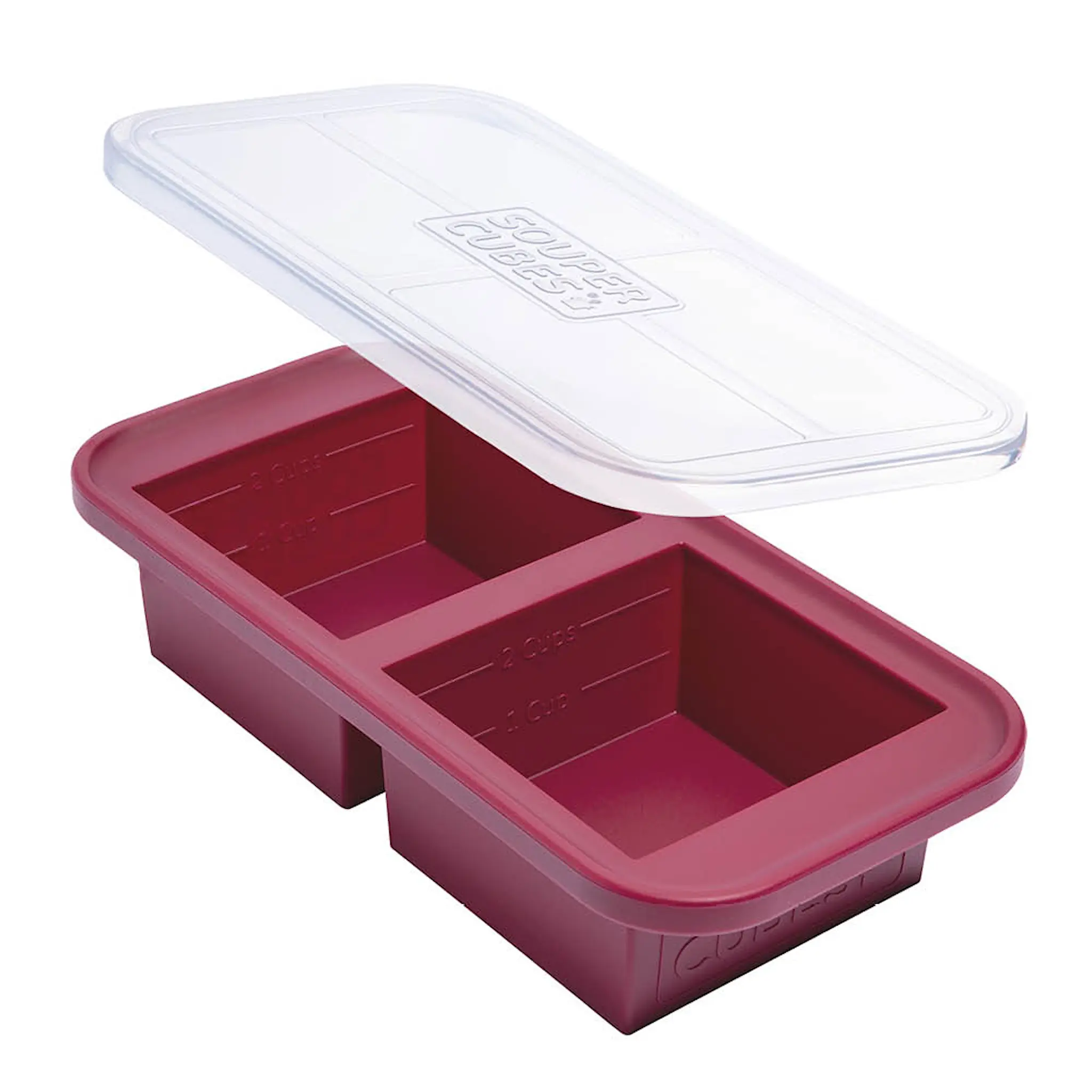 Souper Cubes Matförvaring med silikonlock 2-cup 2×500 ml cranberry