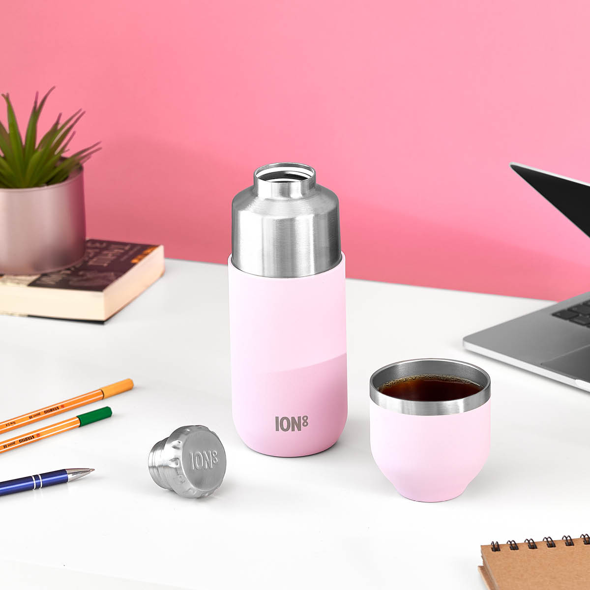 ION8 Luma termosflaska med kopp 0,7 L rose quartz