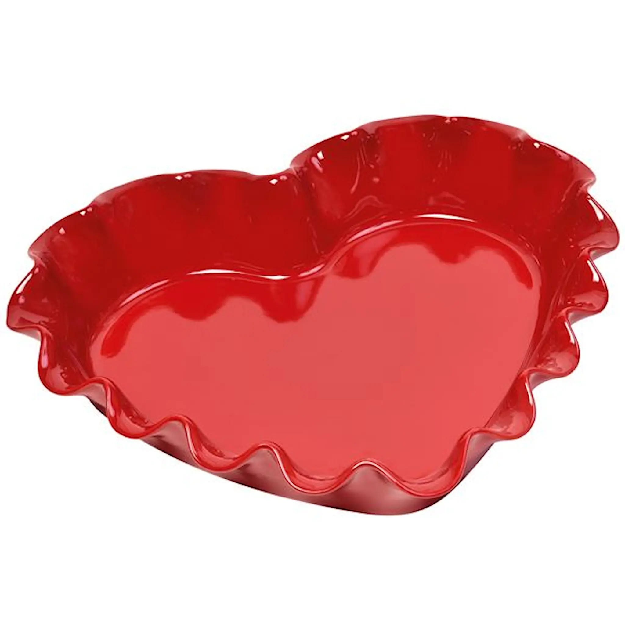 Emile Henry Pajform hjärtformad 33 cm 1,5 L röd