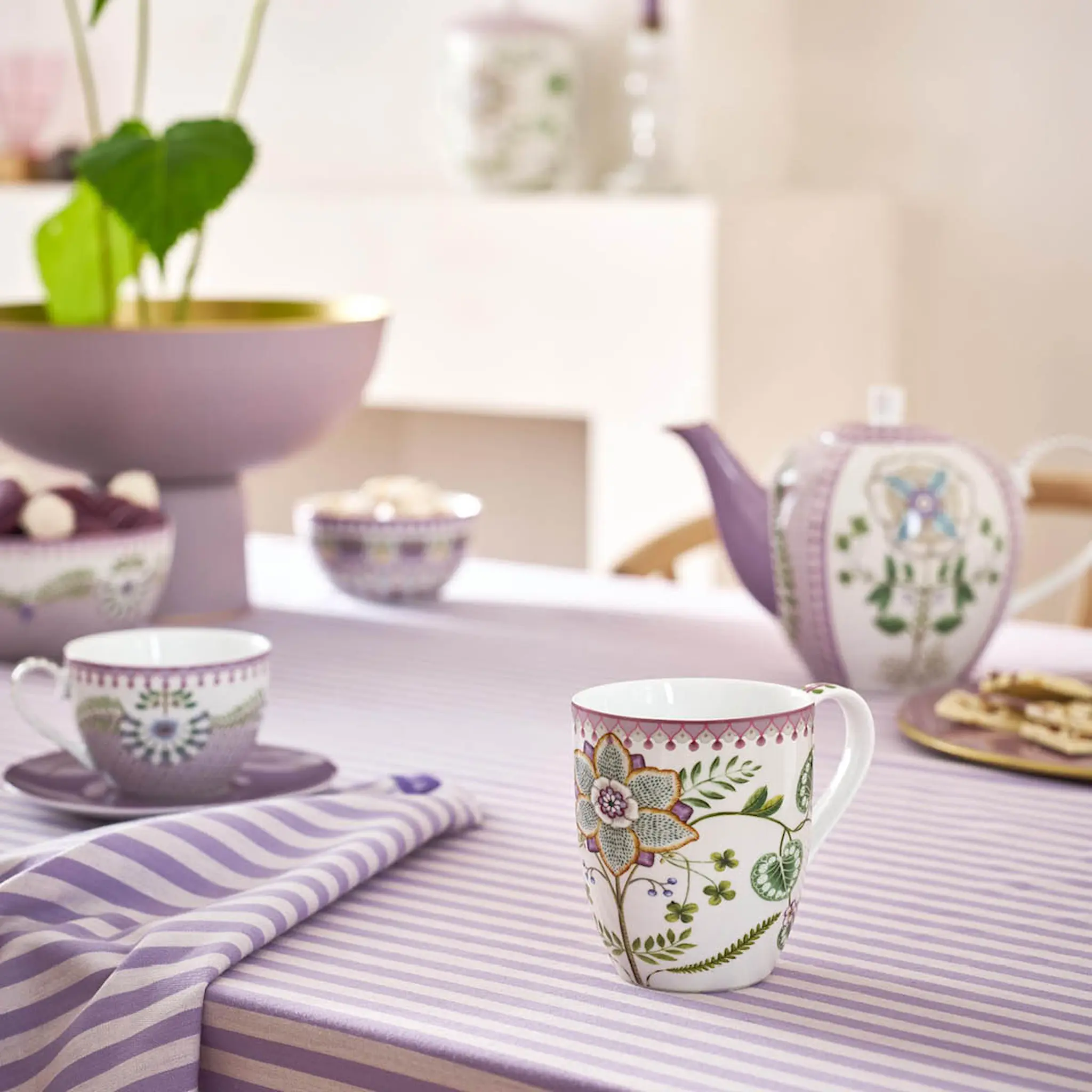 Pip Studio Lily & Lotus frukostset 3 delar flerfärgat